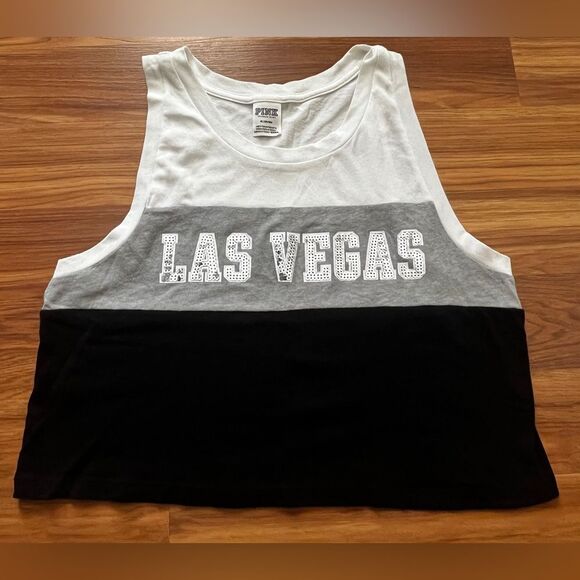 Victoria’s Secret Pink Las Vegas Sequin Top Colorblock Gray Black White Size M - Picture 1 of 7